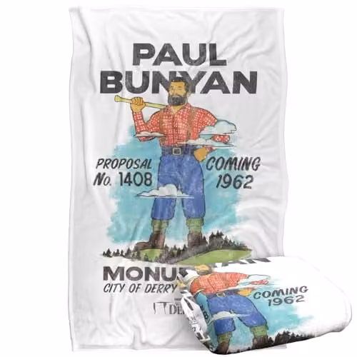 Warner Bros. Welcome To Derry Paul Bunyan Monument Silky Touch Super Soft Fleece Throw Blanket, Multicolour, W: 91.44 cm x D: 147.32 cm