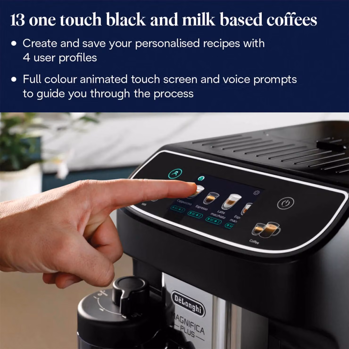 De'Longhi Magnifica Plus Bean to Cup Automatic Coffee Machine with Touch Display, Black – 5