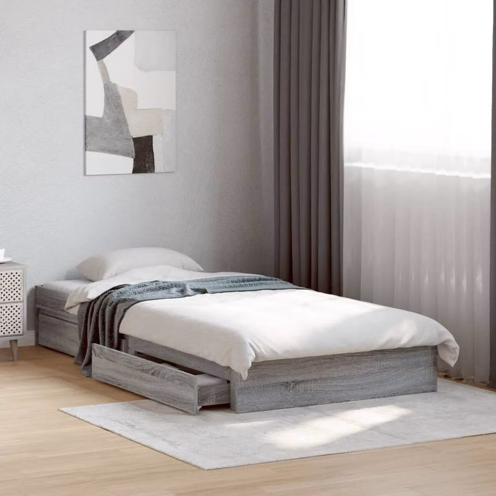 Berkfield Home Modern Single Bed Frame with Drawers, Grey Sonoma, W/D/H: 90 x 190 cm – 2