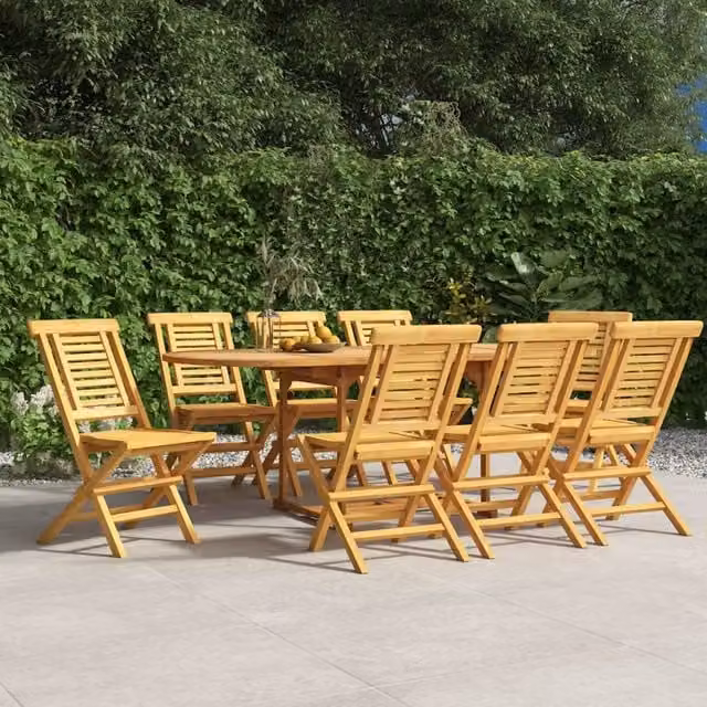 Berkfield Home Set of 8 Folding Garden Chairs in Brown Solid Teak Wood, W/D/H: 47 x 63 x 90 cm – 1