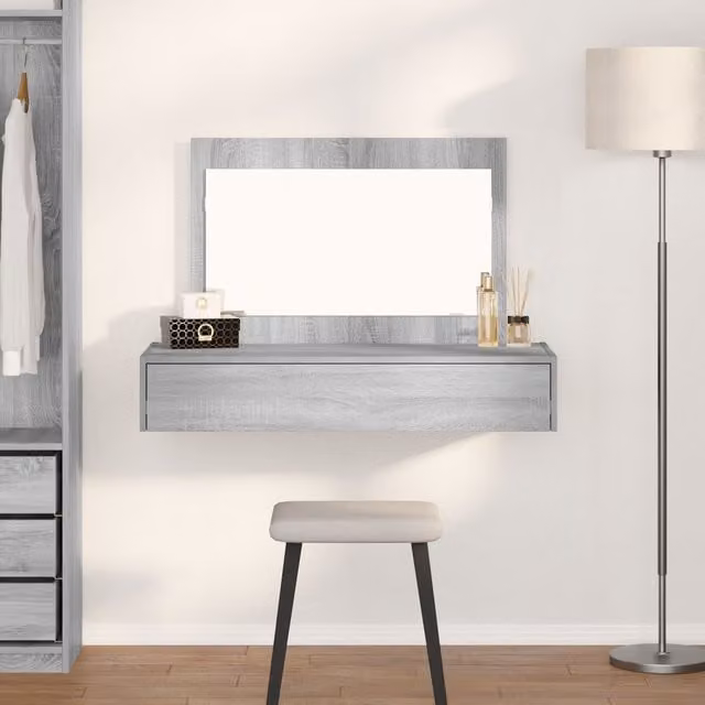 Berkfield Home Wall Hanging Dressing Table in Grey Sonoma, W/D/H: 100 x 40 x 70 cm – 1