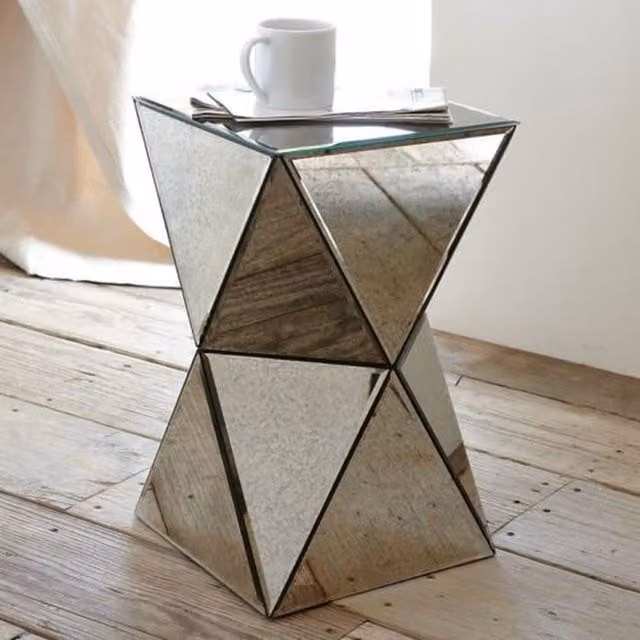 FurnitureboxUK Diamond Contemporary Mirrored Bedside and Side Table in Silver