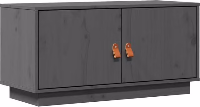 Berkfield Home Grey Rustic Solid Wood Pine TV Cabinet W/D/H: 80 x 34 x 40 cm
