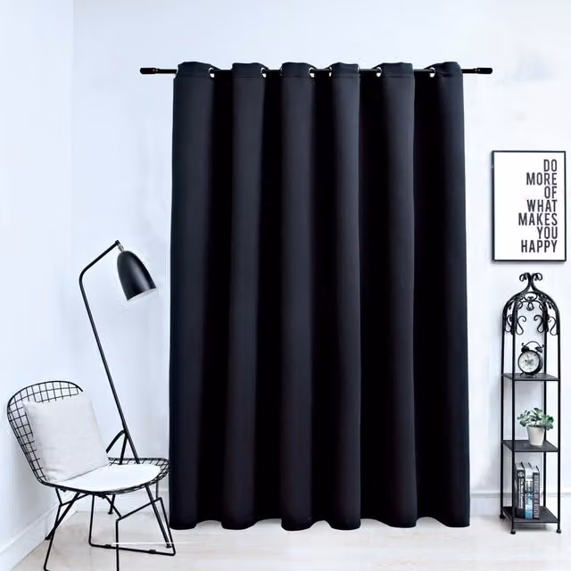 Berkfield Home Blackout Curtain with Eyelets, Black, W: 290 cm, H: 245 cm – 1