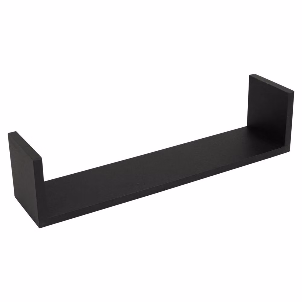 Kelvenix Set of 3 U-Shaped Floating Wooden Wall Mounted Display Shelves in Black – 3