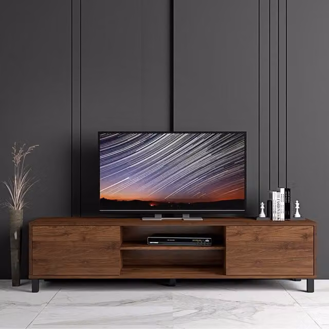 Kidsaw Modern Dark Oak TV Cabinet in Brown, W: 160.0 cm, D: 40.0 cm, H: 38.0 cm