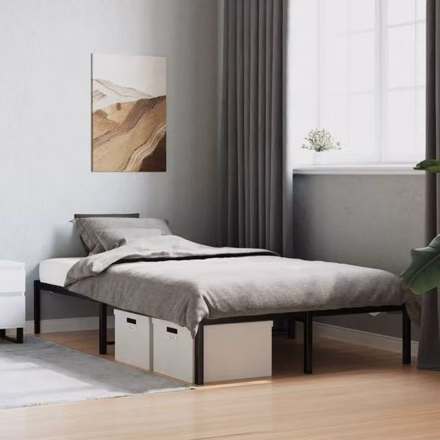 Berkfield Home Metal Bed Frame in Black, W/D/H: 120 x 200 cm – 1