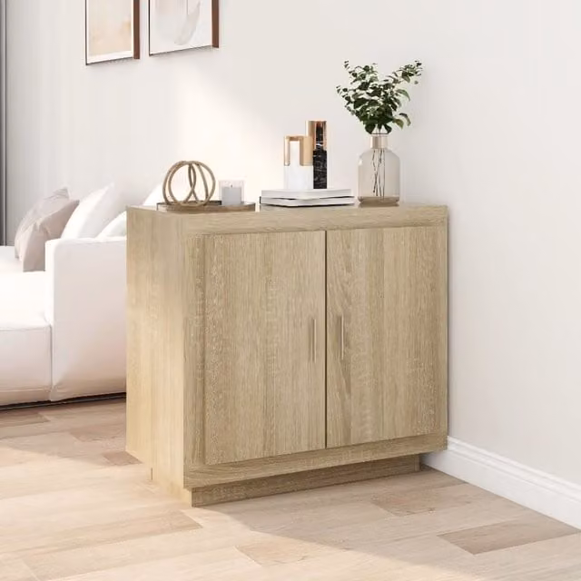 Berkfield Home Sonoma Oak Sideboard in Brown, W/D/H: 80 x 40 x 75 cm