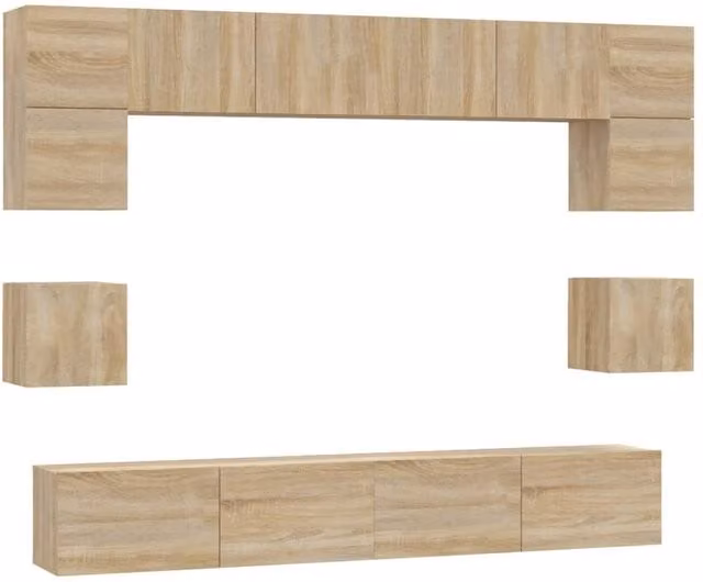 Berkfield Home 8 Piece Sonoma Oak TV Cabinet Set in Tan – 1