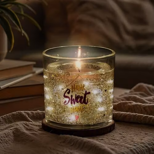 Garden Greatness Home Sweet Home Multicolour LED Gel Candle in Glass – 3