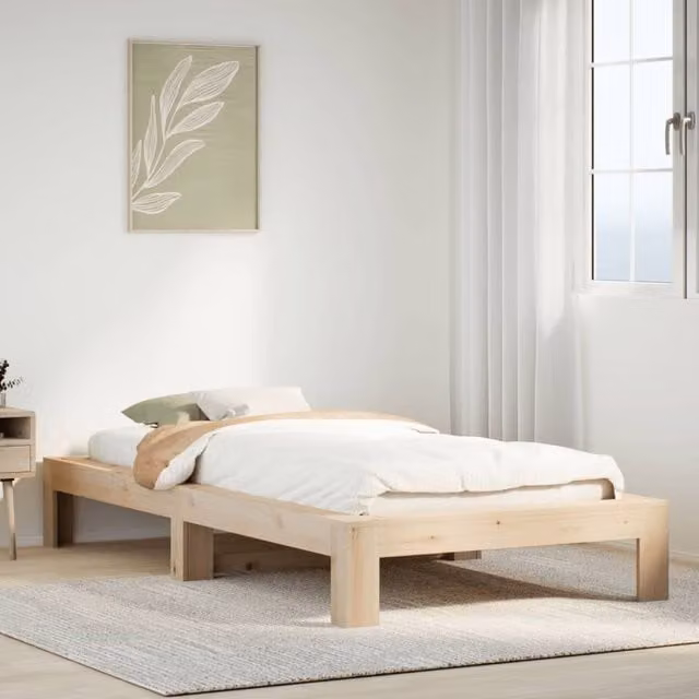 Berkfield Home Solid Wood Pine Bed Frame in Brown, W/D/H: 100 x 200 cm