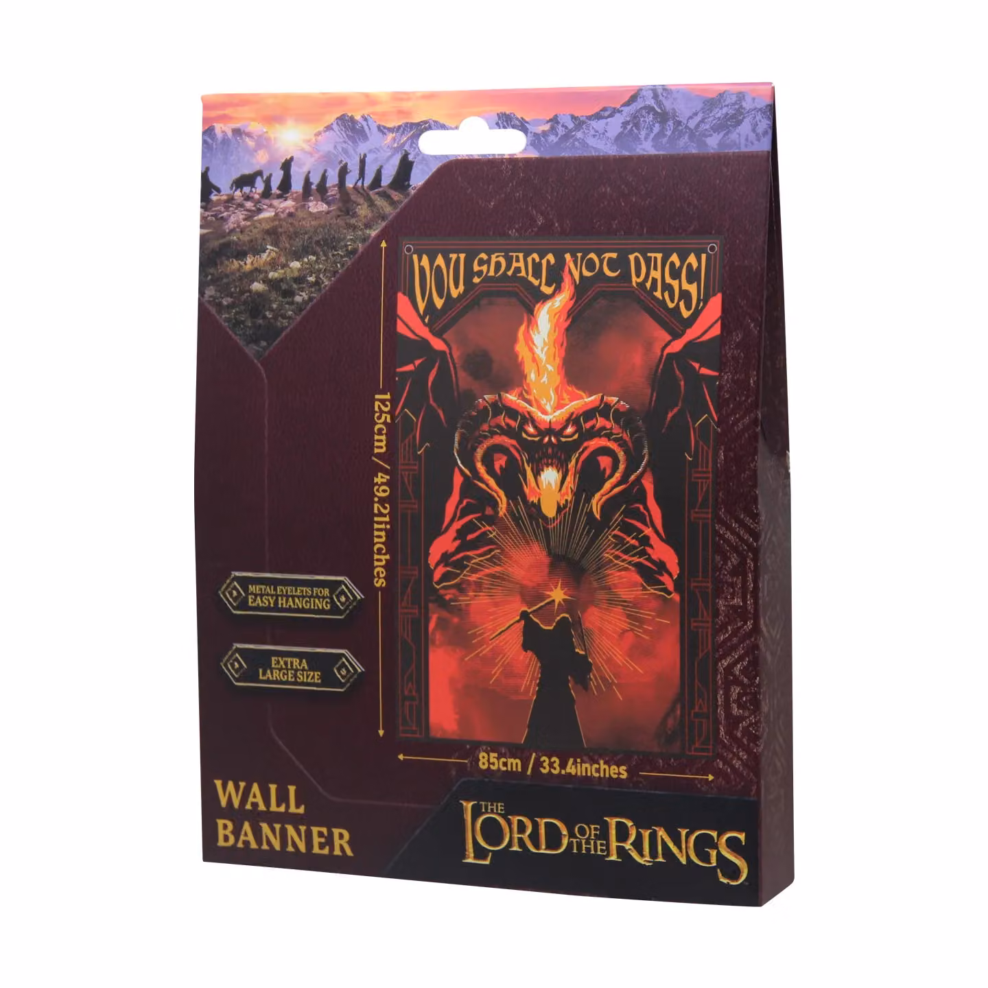 FaNaTtik The Lord of the Rings Gandalf vs Balrog Textile Wall Banner, Red and Multicolour, W: 125 cm, H: 85 cm – 2