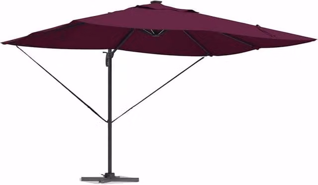 Berkfield Home Roma Cantilever Parasol with LEDs in Bordeaux Red, W/D/H: 352 x 251 x 265 cm