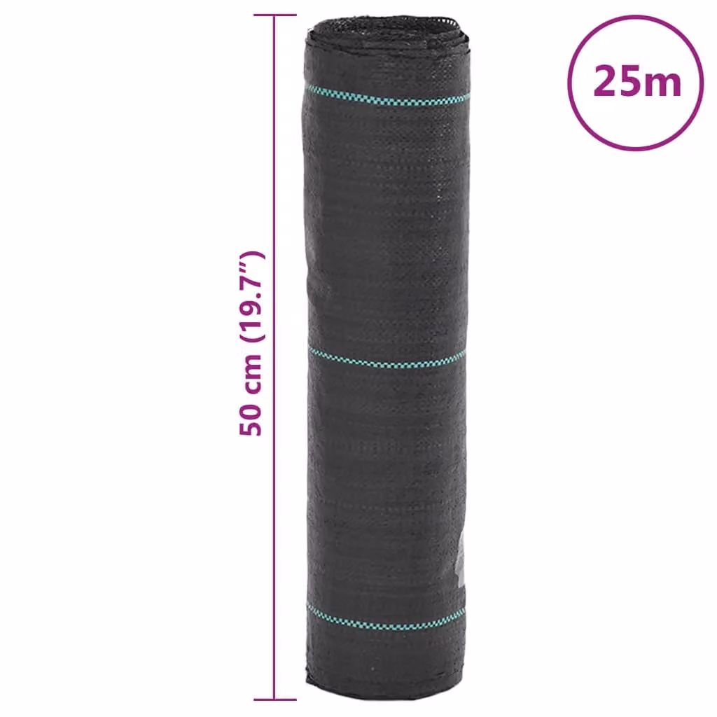 Berkfield Home Black Plastic Weed Membrane for Planters, W: 0.5 m, L: 25 m – 4