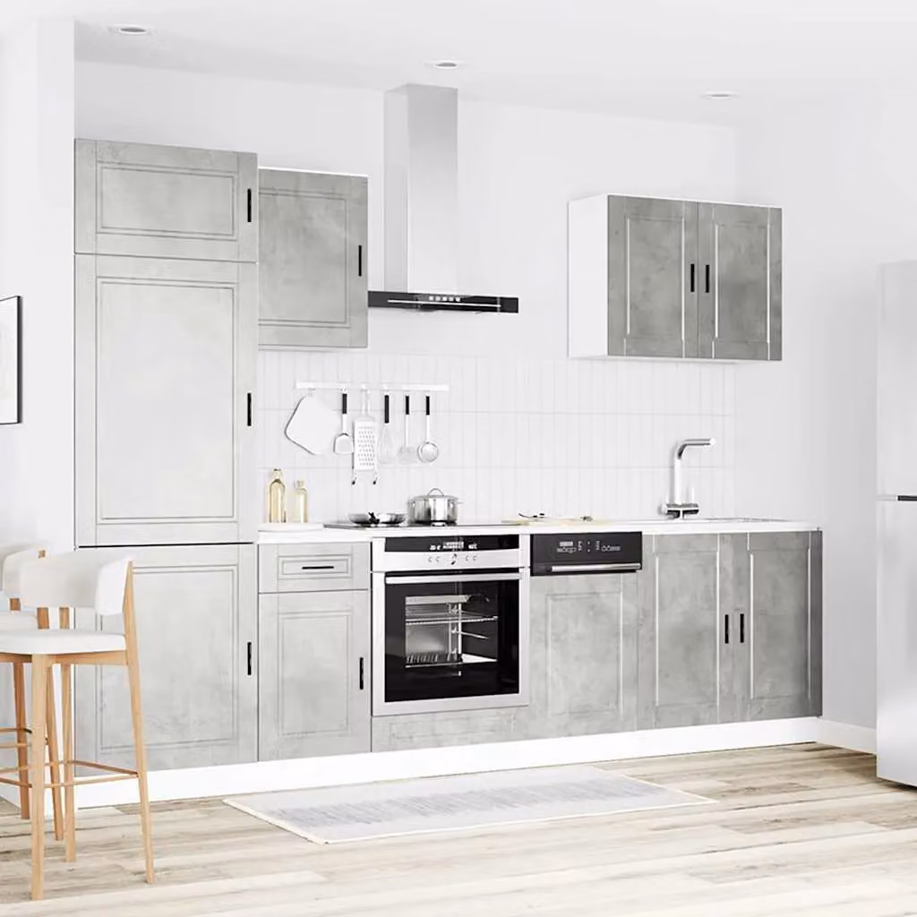 Berkfield Home Kalmar 7 Piece Modern Kitchen Cabinet Set in Concrete Grey Engineered Wood