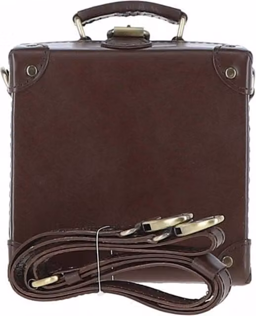 Ashwood VIN 8 Vintage Rectangular Leather Trinket Box with Handles in Brown