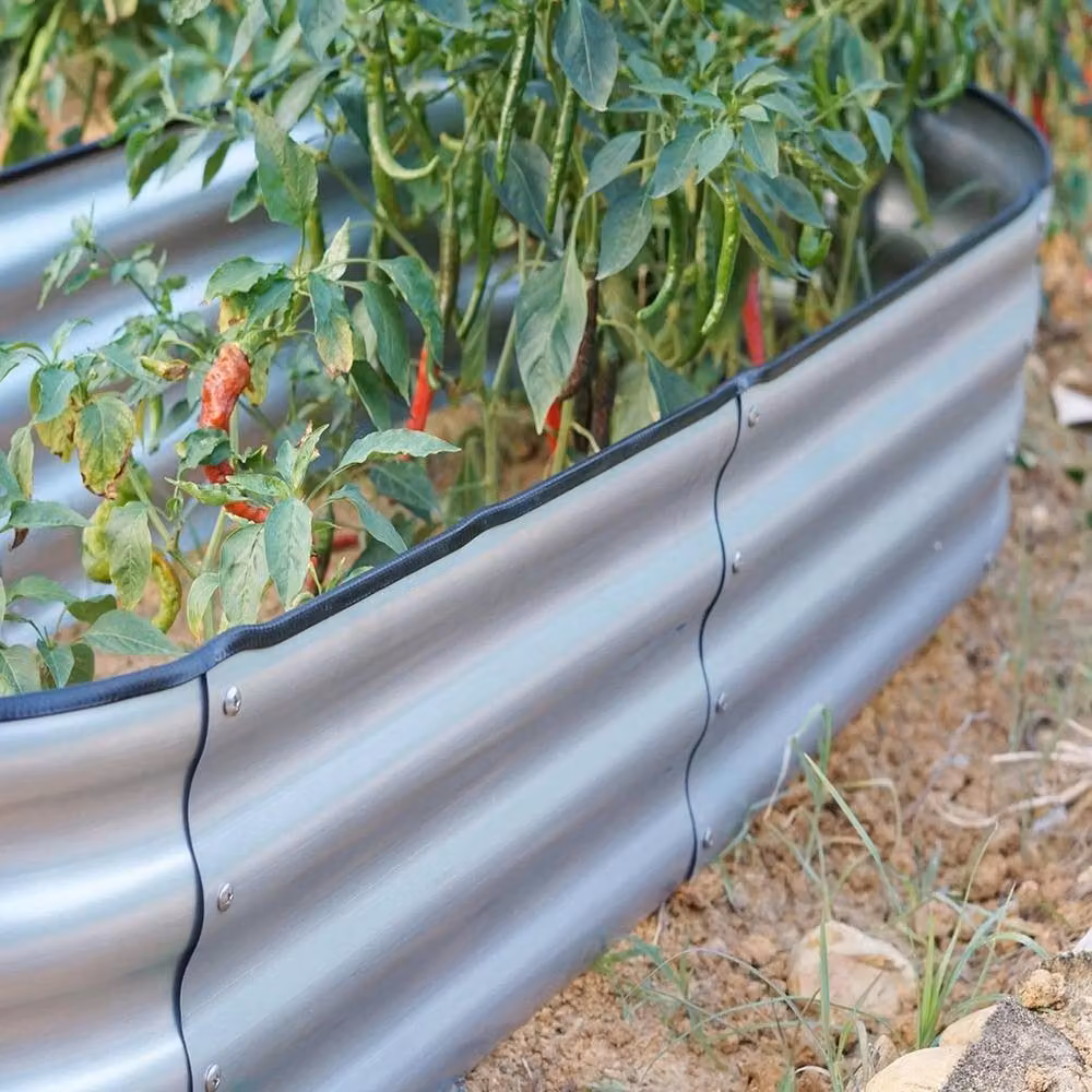 Havendro Galvanised Steel Raised Planter in Silver, W: 182 cm, D: 61 cm, H: 30 cm – 2