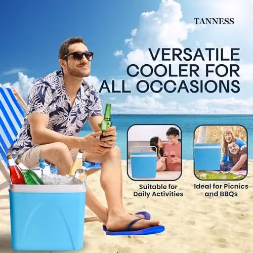 Tanness 24L Insulated Plastic Cool Box in Blue – 9