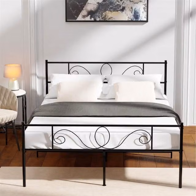 House of Home Modern Metal Bed Frame in Black, 180 x 200 cm – 1