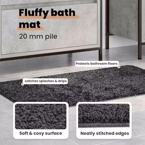 vidaXL Anti-slip Microfibre Bath Mat, Grey, W: 80 cm, D: 50 cm – 4