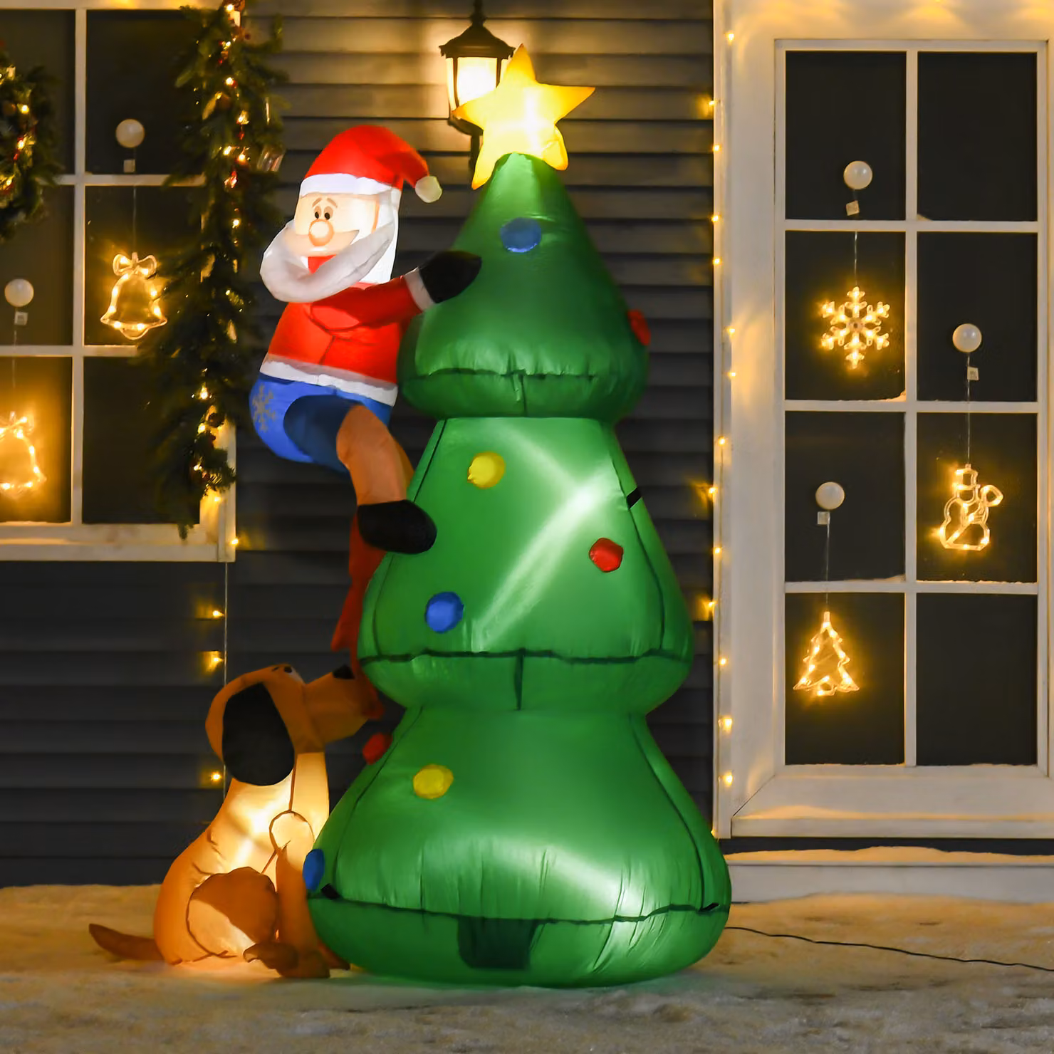 HOMCOM 1.8m Inflatable Christmas Tree with LED Lights and Santa Claus Dog for Indoor and Outdoor Garden Decoration – 2
