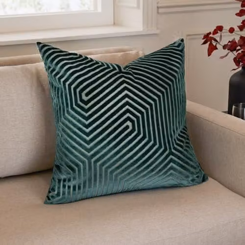 Paoletti Evoke Square Velvet Cushion in Petrol Blue, 55 x 55 cm – 5