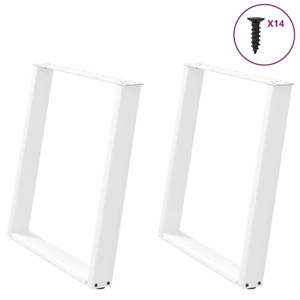 Berkfield Home Modern vidXL U-Shaped Dining Table Legs, 2 Pieces, White, H: 72-73 cm x W: 70 cm
