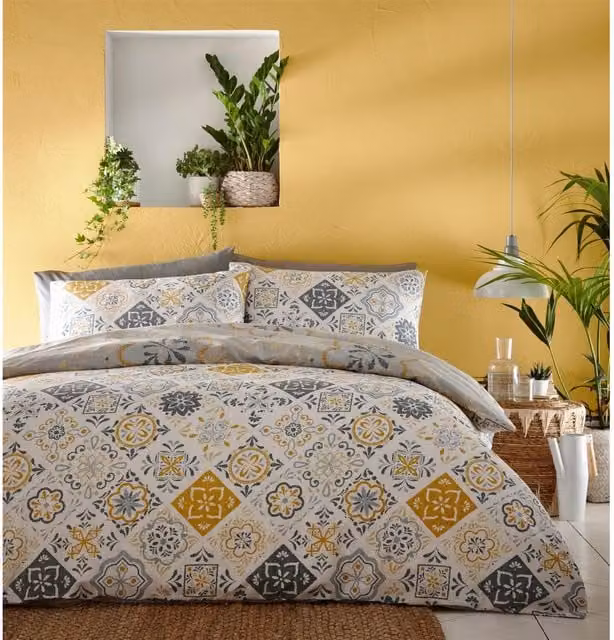Portfolio Home Morocco Print Floral Ethnic Duvet Cover Set, Multicolour, W: 180 cm x L: 200 cm