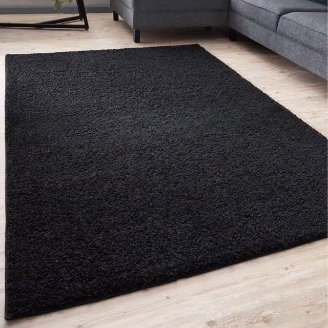 The Rugs Myshaggy Collection Rectangular Rug, Black, W: 120 cm, D: 170 cm