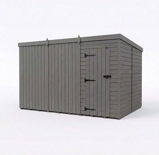 Buttercup Farm Grey Composite Pent Garden Shed with Single Door and No Windows, W/D/H: 305 x 305 x 210 cm – 1