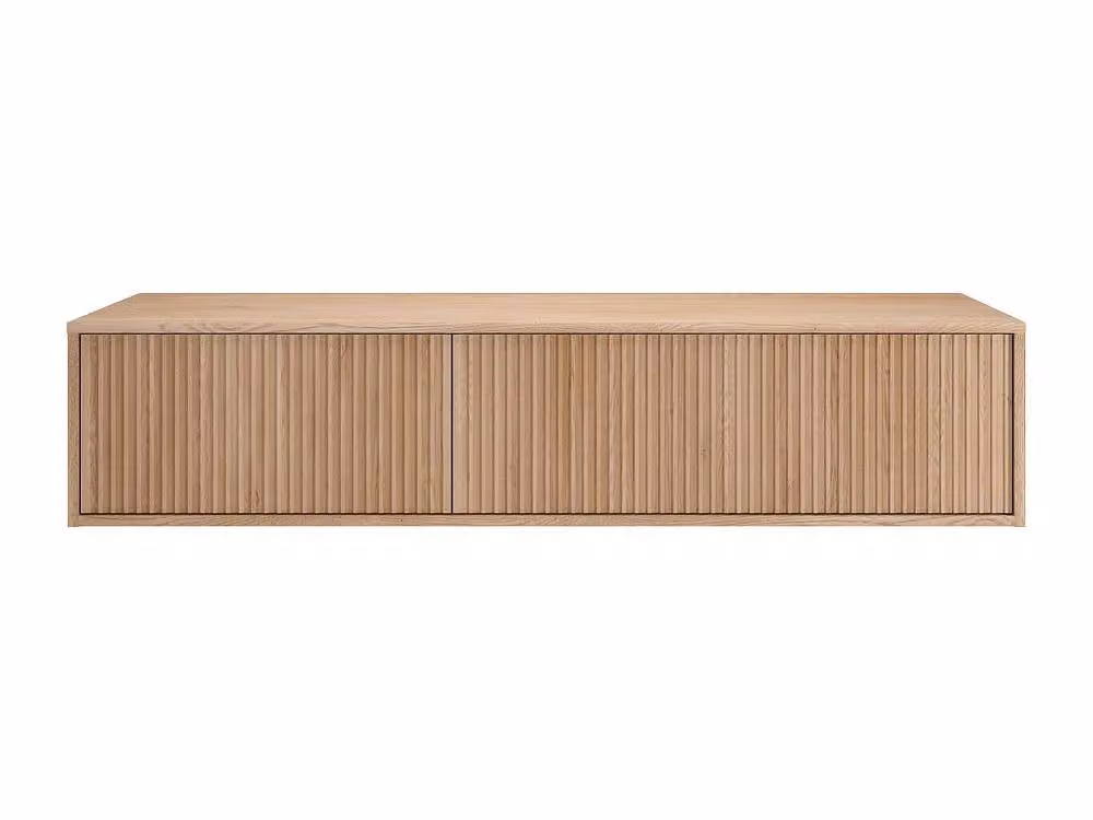 Vente-unique Arnega Striped Wall-Mounted Vanity Unit in Light Oak – 2