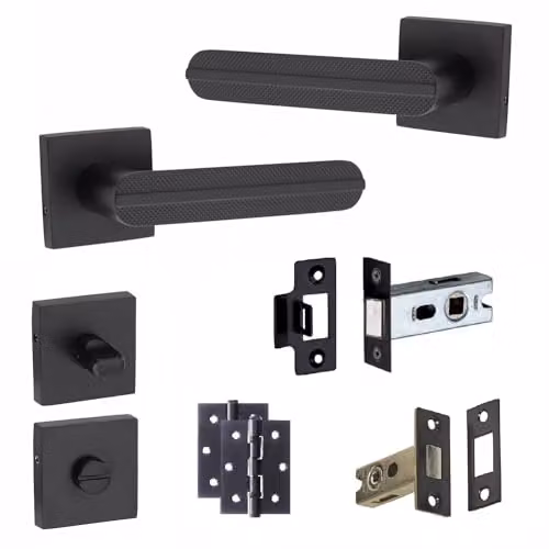 Golden Grace Lima Square Rose Door Handles in Matt Black Finish