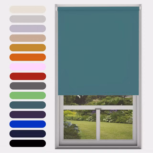 Caecus Made to Measure Petrol Blackout Roller Blind, W: 120 cm, H: 160 cm