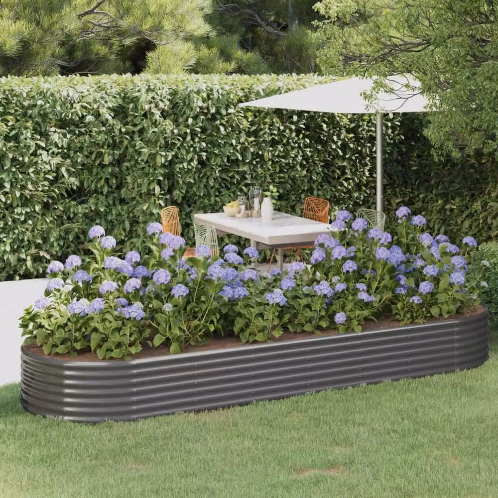 Berkfield Home Garden Powder-coated Steel Raised Bed in Grey, W/D/H: 322 x 100 x 36 cm – 2