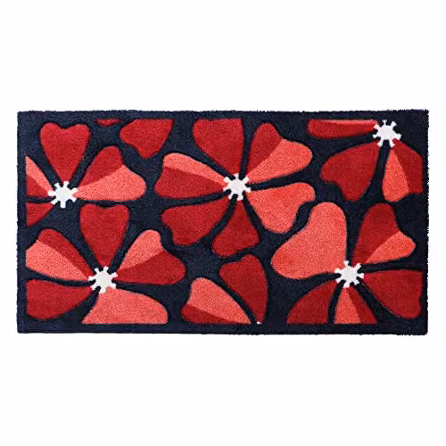 JVL Solemate Hand Carved Posy Doormat, Red, W: 57 cm, D: 100 cm – 4