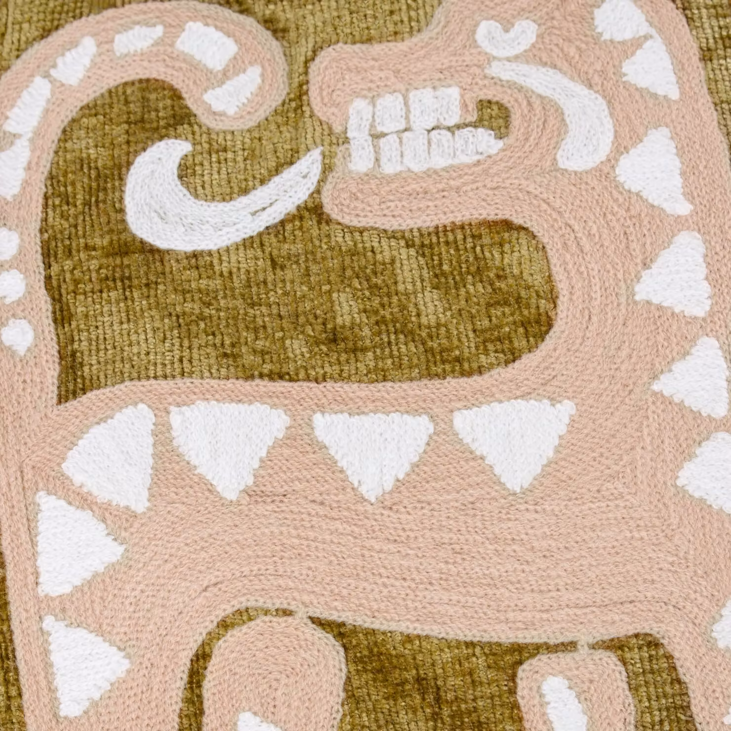 Wylder Dynasty Tiger Embroidered Chenille and Cotton Filled Cushion, Green, W/D/H: 50 x 50 x 50 cm – 3