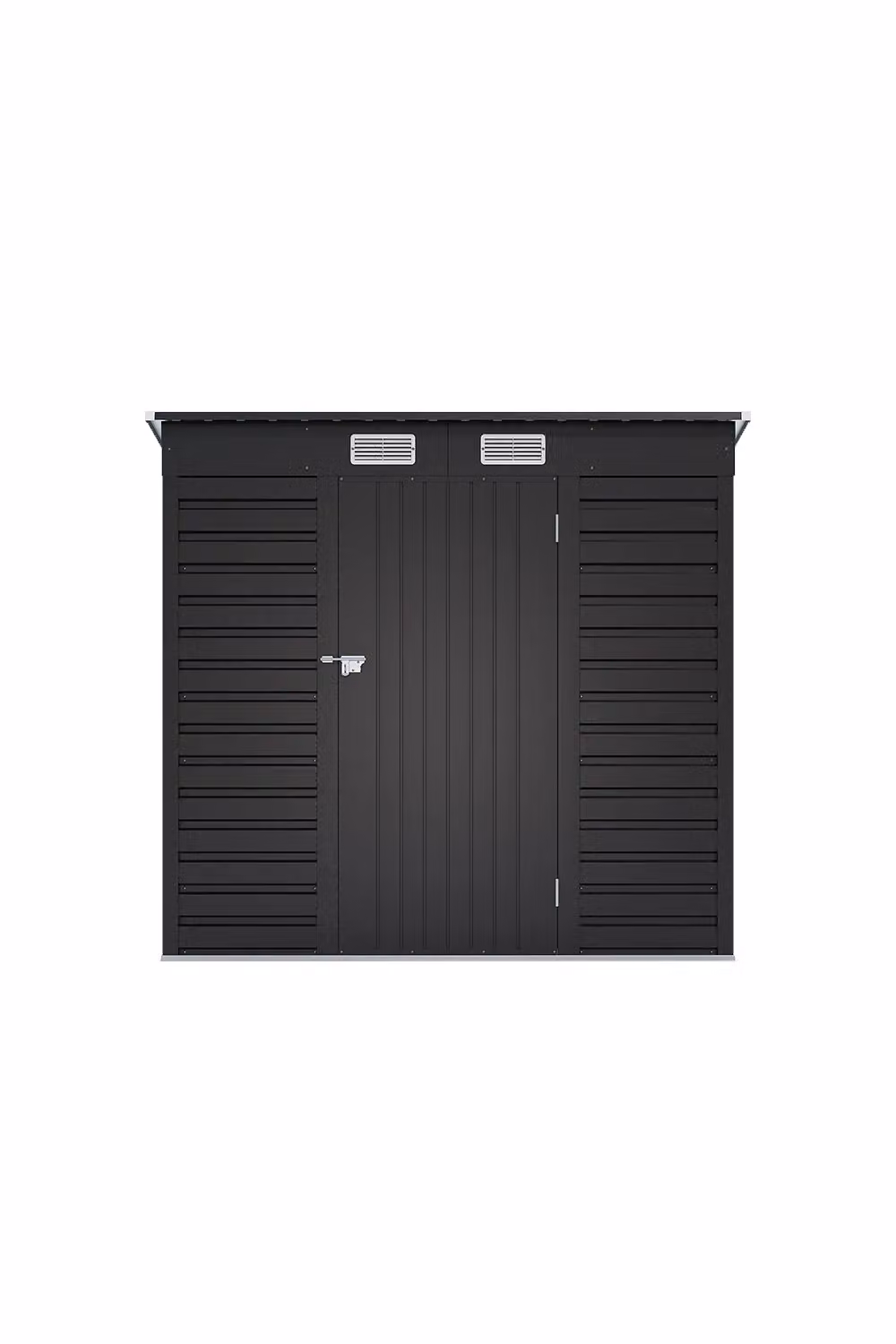 H&O Direct Modern Galvanised Steel Outdoor Garden Storage Shed in Black, W/D/H: 183.5 x 130.2 x 191.2 cm – 2