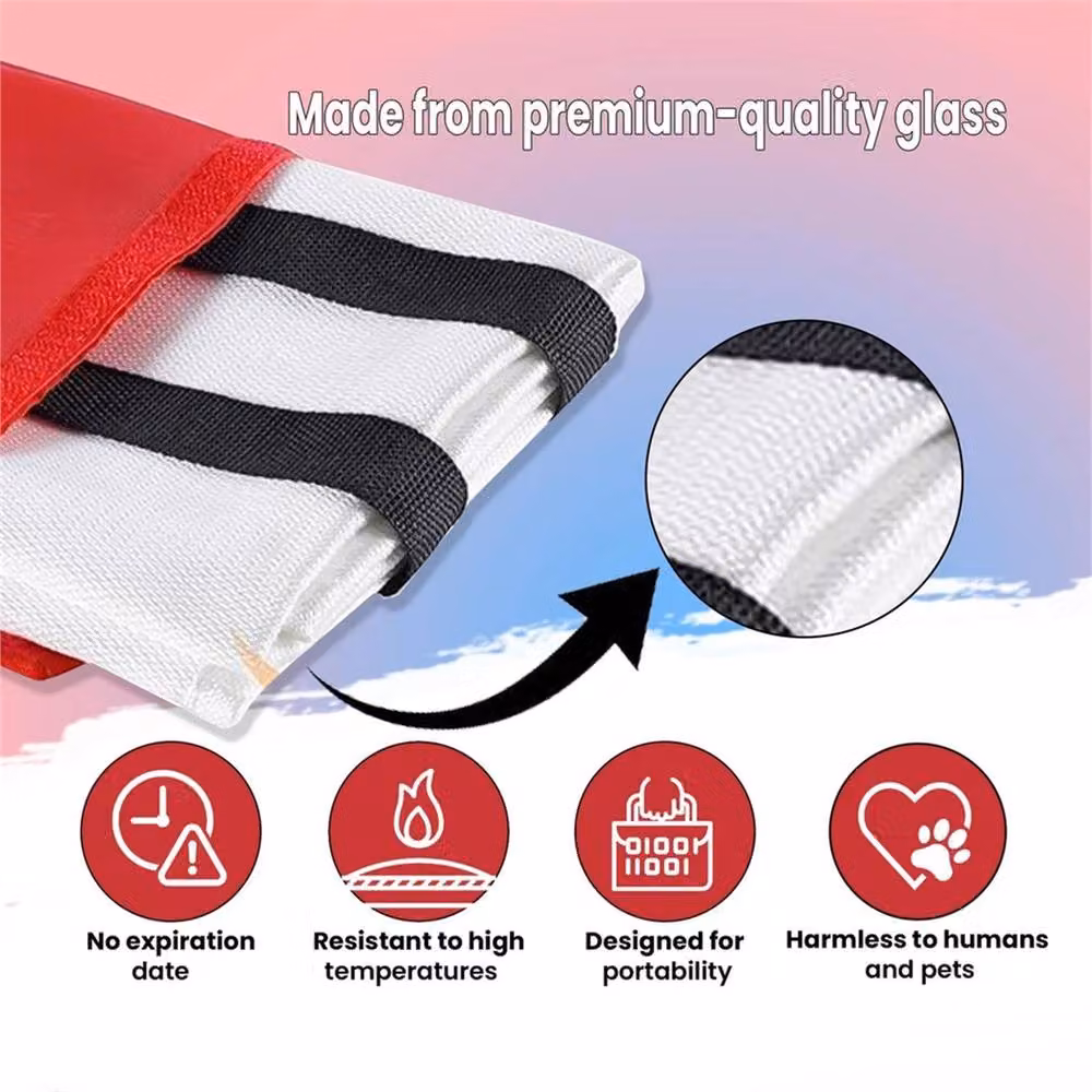 Nordara 2 Pack Red Wall Mounted Fire Blanket Emergency Safety Kit – 3