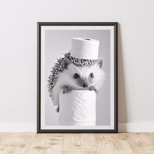 60 Second Makeover Hedgehog Toilet Roll Animal Print Paper Poster, W: 21.0 cm, H: 29.7 cm