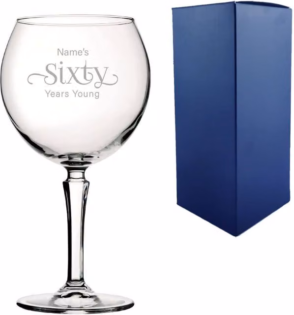 Uniqueful Personalised 60th Birthday Hudson Gin Cocktail Glass in Clear