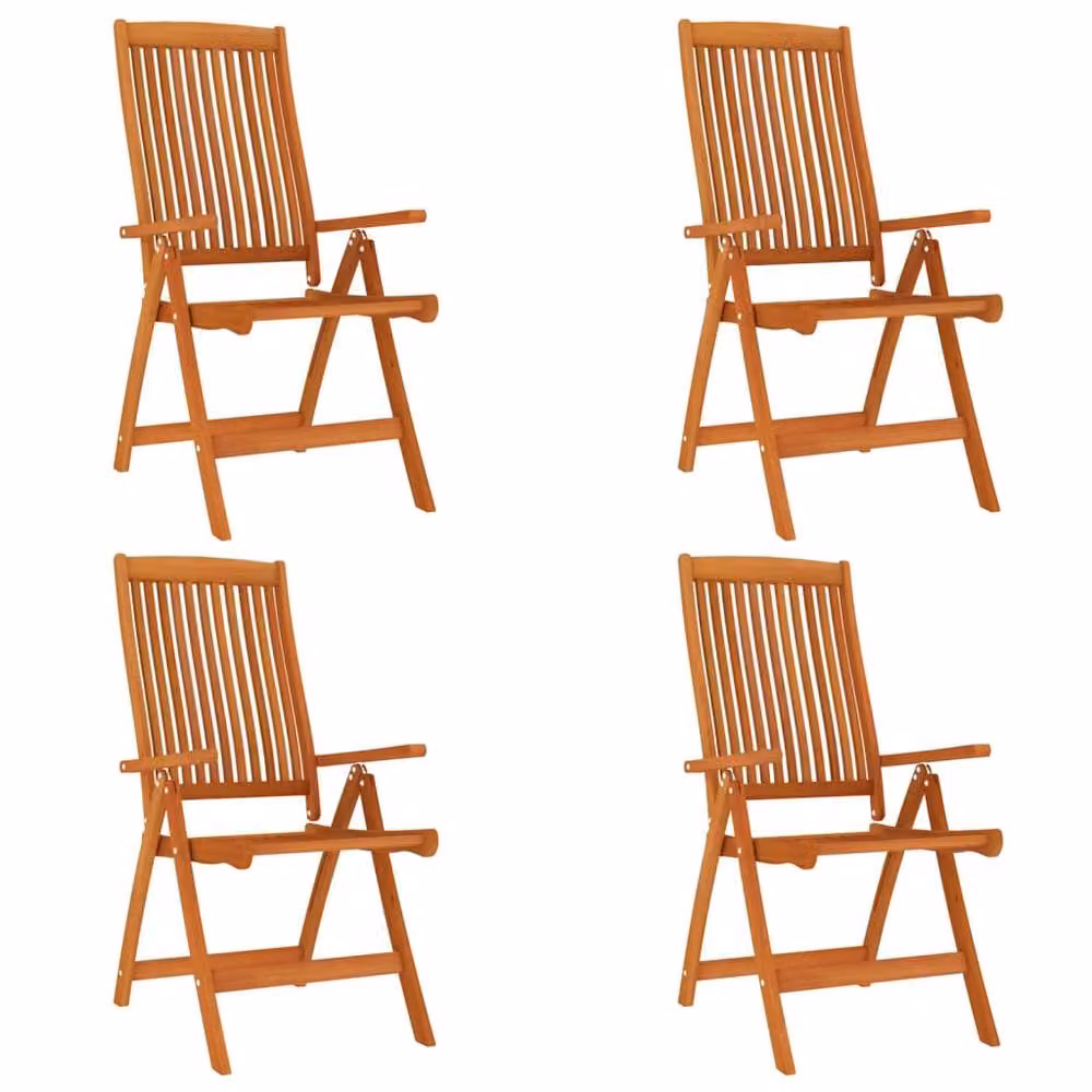Berkfield Home Beautiful Set of 4 Folding Garden Chairs in Brown Solid Eucalyptus Wood – 3