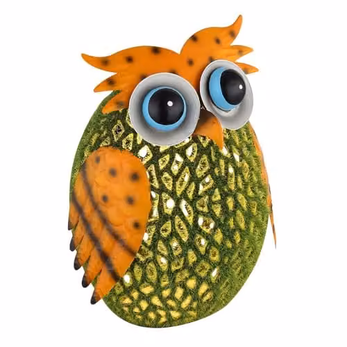 Netlighting Solar Owl LED Outdoor Garden Figure, Multicolour Green, H x W x D: 21 x 15 x 21 cm