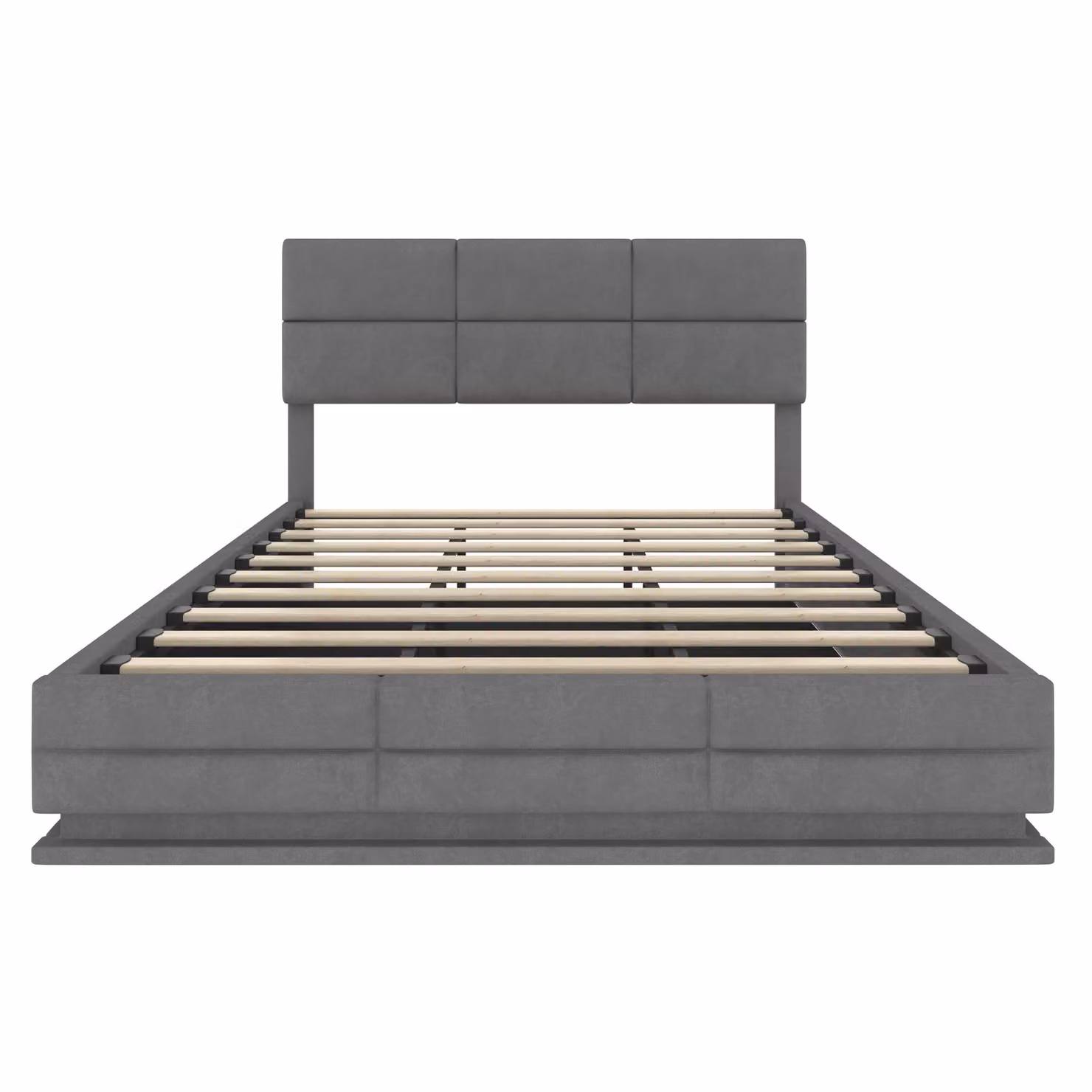 Aosom UK Modern Velvet Upholstered Double Bed with 3-Stage Adjustable Headboard, LED Lighting and USB Charging Port, Dark Grey, W/D/H: 202 x 155 x 115 cm – 2