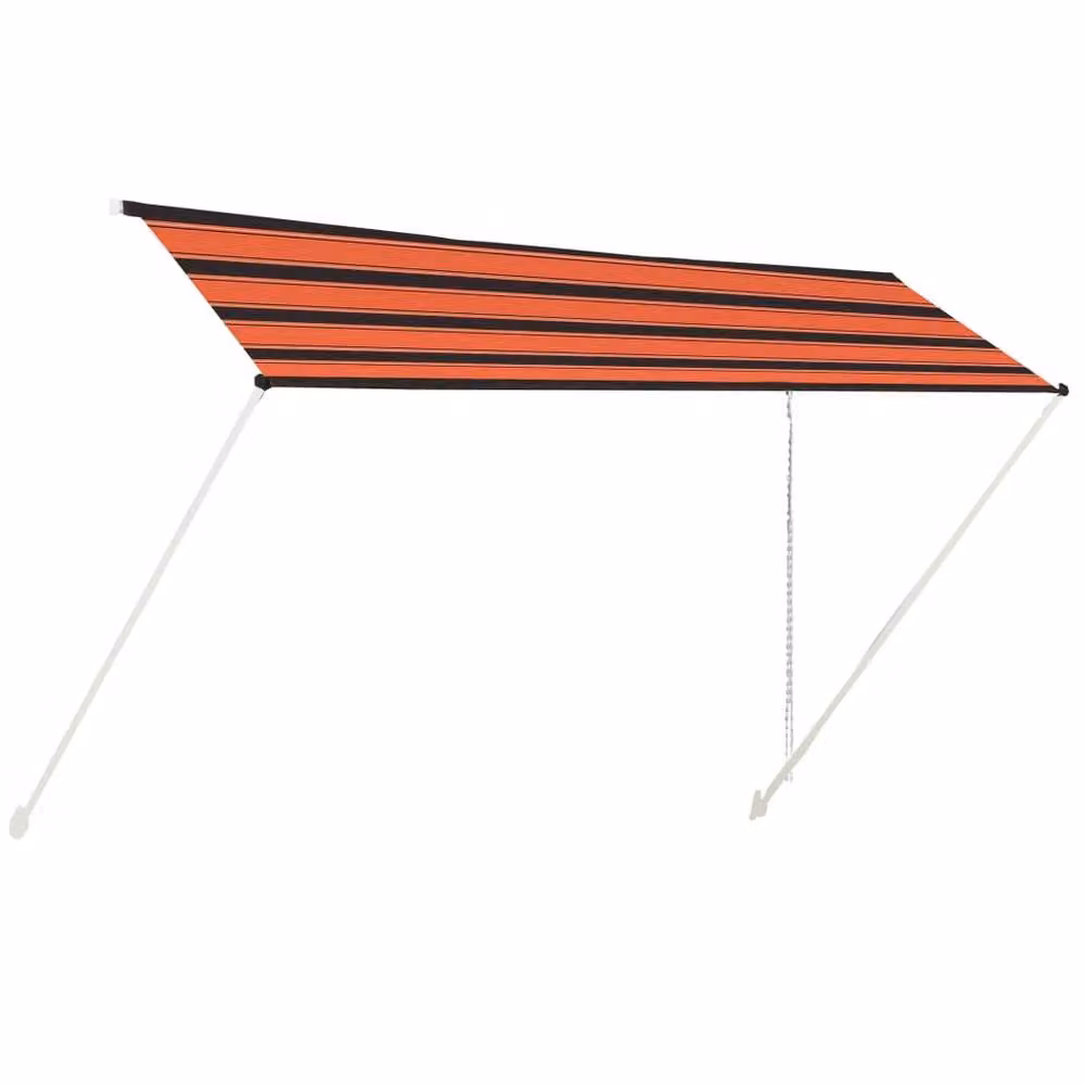 Berkfield Home Retractable Folding Arm Awning in Orange and Brown, W: 400 cm, D: 150 cm – 2