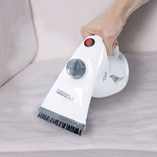 Quest Handheld Garment and Fabric Steamer in White and Silver with Brush Attachment and Auto Shut-off – 2