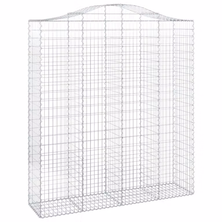 Berkfield Home Arched Gabion Basket in Silver Galvanised Steel, W: 200 cm, D: 50 cm, H: 220/240 cm