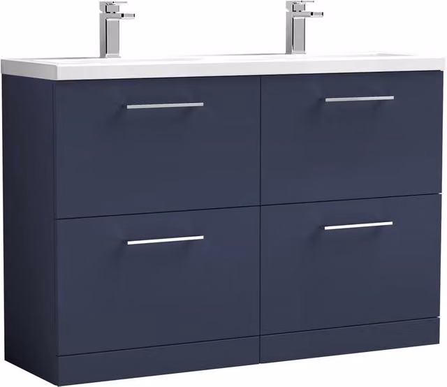 Balterley Level 1200mm Floor Standing 4 Drawer Double Basin Unit in Midnight Blue