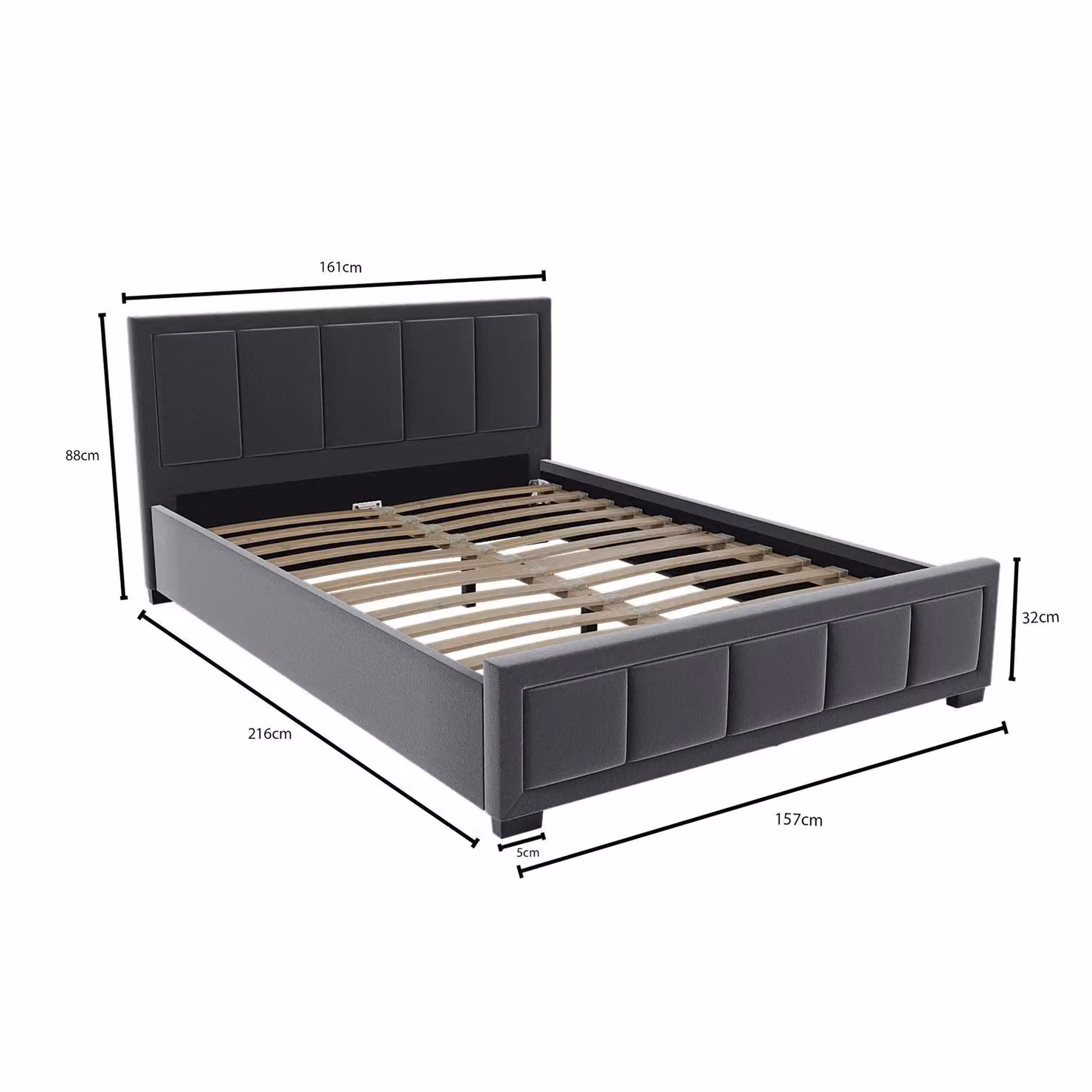 Vida Designs Vanita Upholstered Bed Frame with Storage in Grey Linen Fabric, King Size (W/D/H: 180 x 200 cm) – 2
