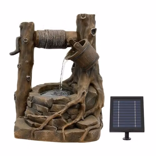 Gardenwize Solar Rustic Brick Well Water Feature Fountain in Brown – 6