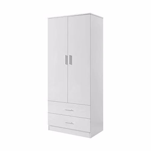 Reflect 2 Door 2 Drawer Combi Wardrobe in White Gloss and Matt Finish, H 180 x W 76 x D 47 cm – 2